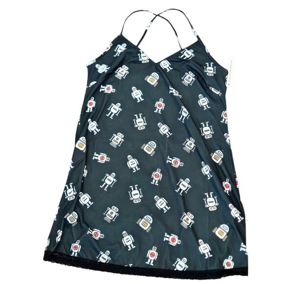 Modcloth x Breakfast for Dinner Sleep Bright Nightgown Robot Print Womens Medium - Picture 2 of 6